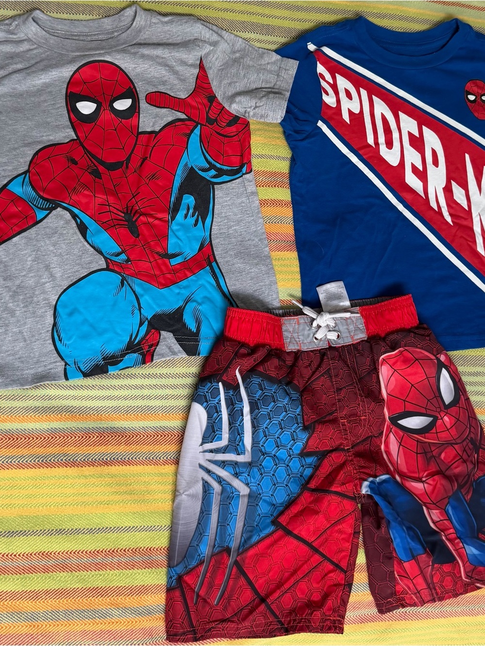 Marvel Spider-Man child sz 4  Red, Blue, Gray Swim Shorts/ Topd